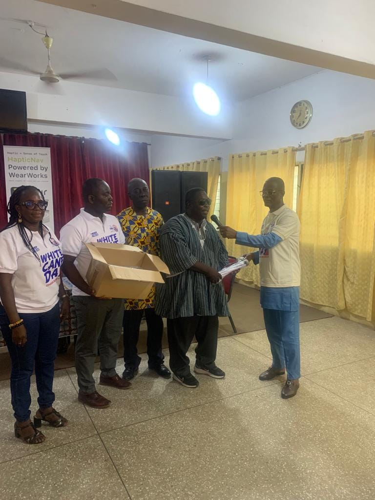 The Situate Project team (UEW) donates white canes to GBU